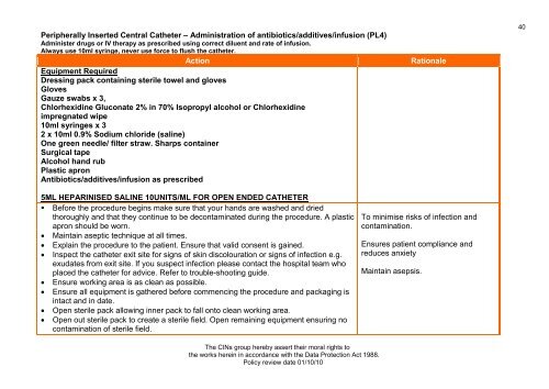 Collaborative Intravenous Nursing Service (CINS) Guidelines