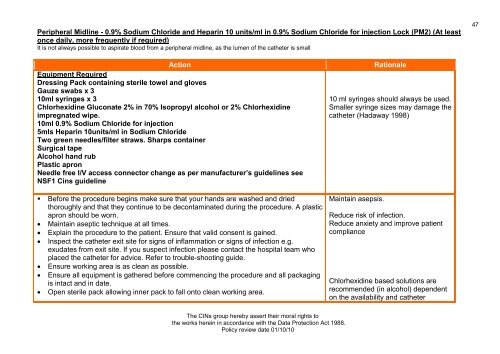 Collaborative Intravenous Nursing Service (CINS) Guidelines