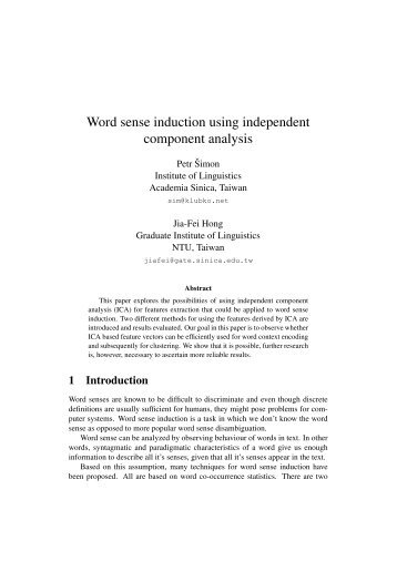 Word sense induction using independent component analysis