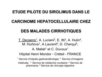 Etude pilote du SIROLIMUS dans le carcinome ... - Afef