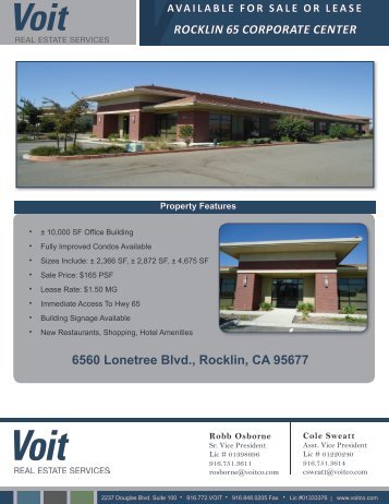 ROCKLIN 65 CORPORATE CENTER 6560 Lonetree Blvd., Rocklin ...