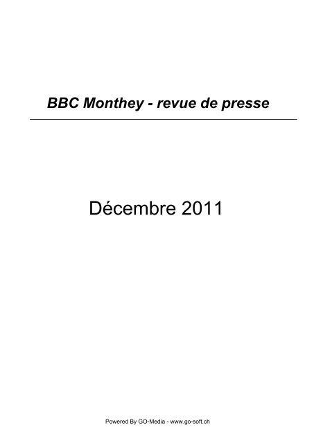 DÃ©cembre 2011 - BBC Monthey