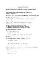 Units Quadratics Study Guide Section 1: Characteristics of ...
