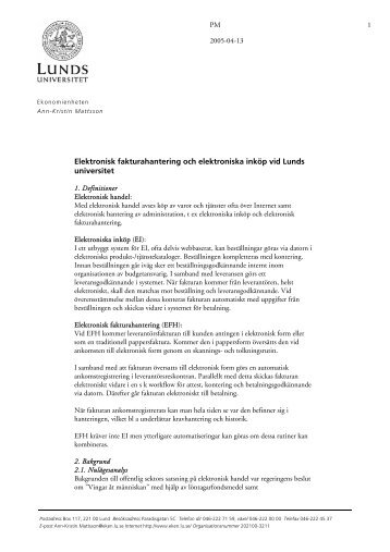 PM till beslutet - Lunds universitet