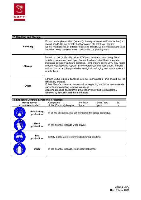 MSDS for Battery Pack 4500010-2 LiSO2 Lithium - Ameri-King.com