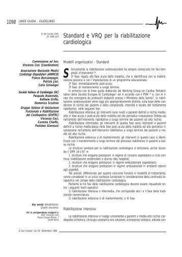 Standard e VRQ per la riabilitazione cardiologica - Anmco