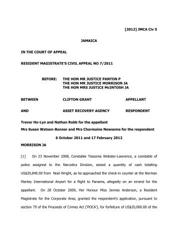 Grant (Clifton) v Asset Recovery Agency.pdf - The Court of Appeal