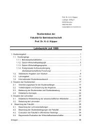 Lehrbericht des Jahres 1999 - FakultÃ¤t fÃ¼r Betriebswirtschaft