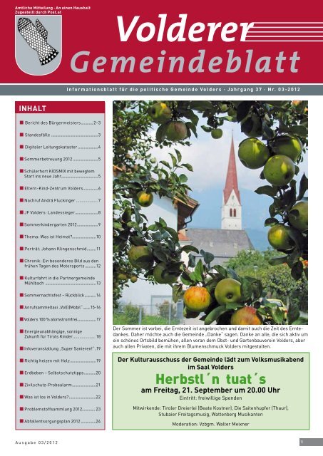 Volderer Gemeindeblatt - Gemeinde Volders - Land Tirol