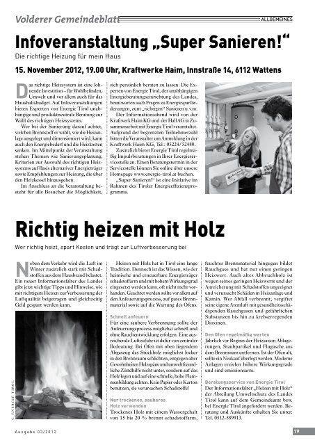 Volderer Gemeindeblatt - Gemeinde Volders - Land Tirol