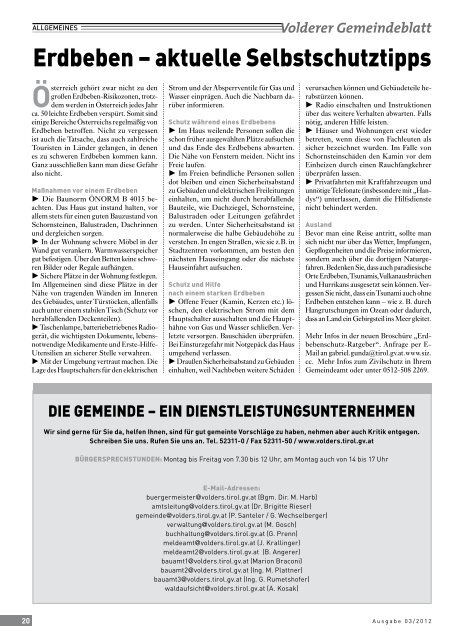 Volderer Gemeindeblatt - Gemeinde Volders - Land Tirol