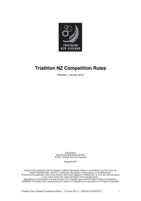 Triathlon NZ Competition Rules 2013 - Triathlon New Zealand