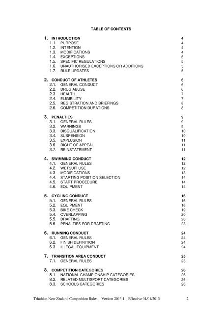 Triathlon NZ Competition Rules 2013 - Triathlon New Zealand