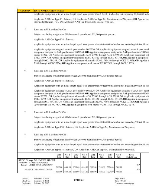 A-Add; C-Change; D-Decrease; I-Increase; and X ... - Union Pacific