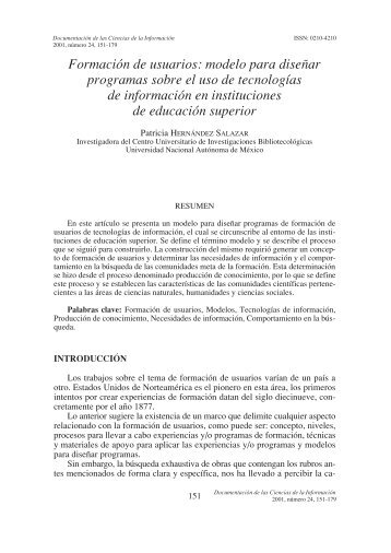 Formación de usuarios: modelo para diseñar programas sobre el ...