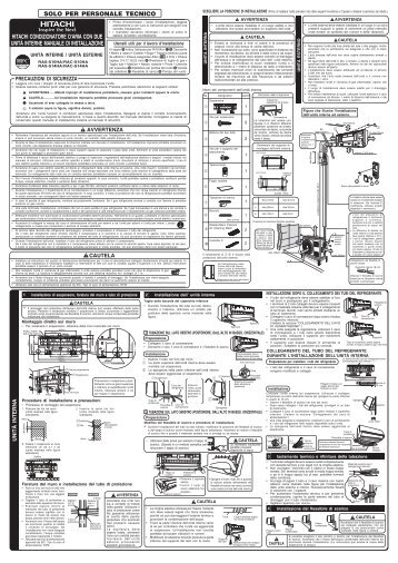 hitachi condizionatore d'aria con due unitÃ  interne manuale di ...