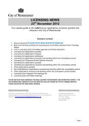 Licensing News - Westminster City Council