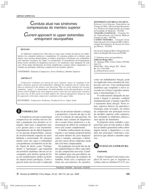 Conduta atual nas sÃ­ndromes compressivas do membro superior ...