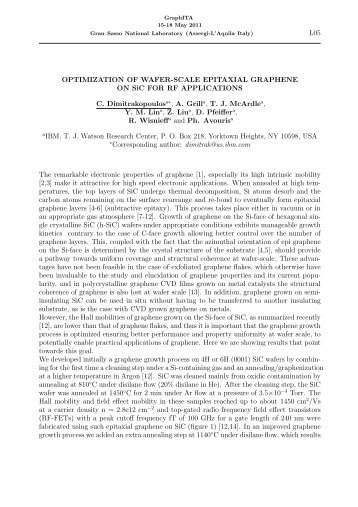 Optimization of Wafer-Scale Epitaxial Graphene on SiC ... - GraphITA