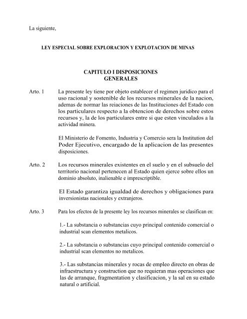 CAPITULO I DISPOSICIONES GENERALES 3.- Las substancias ...