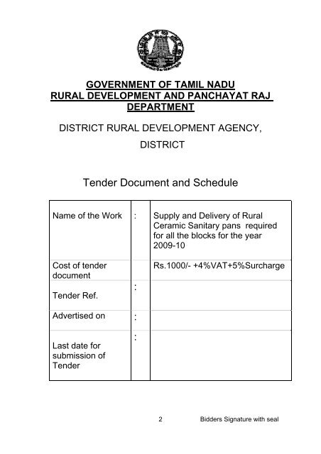 Rate Contract for Supply of Rural Ceramic Sanitary Pans - Tnrd.gov.in