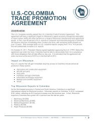 U.S.-COLOMBIA TRADE PROMOTION AGREEMENT - In Wisconsin