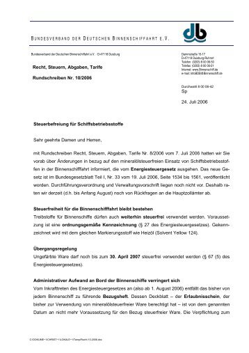 Sp 24. Juli 2006 Steuerbefreiung fÃ¼r Schiffsbetriebsstoffe Sehr ...