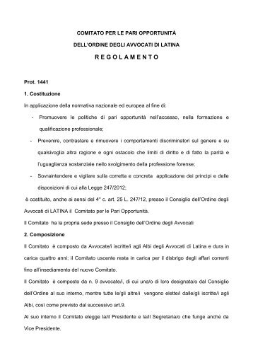 Regolamento per la costituzione del Comitato Pari OpportunitÃ .pdf