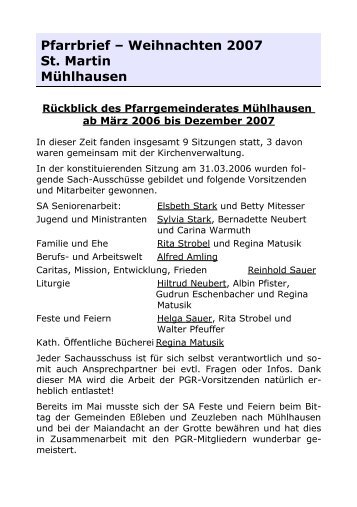 Pfarrbrief â Weihnachten 2007 St. Martin MÃ¼hlhausen