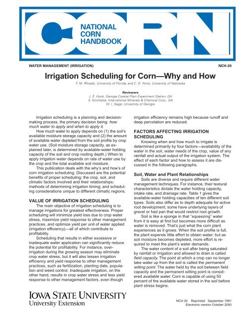 Irrigation Scheduling for Corn - Wisconsin Corn Agronomy