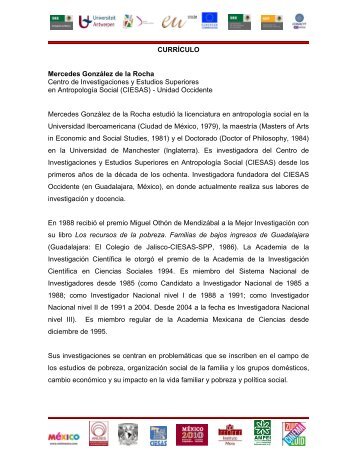 CURRÃCULO Mercedes GonzÃ¡lez de la Rocha Centro de ...