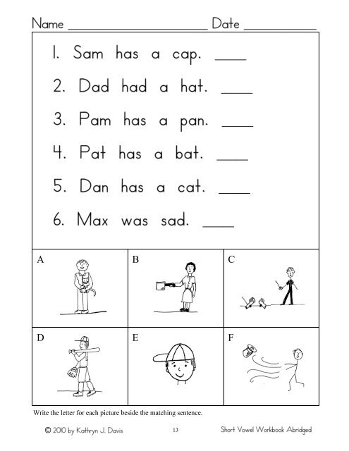 Short Vowel Workbook - Sound City Reading