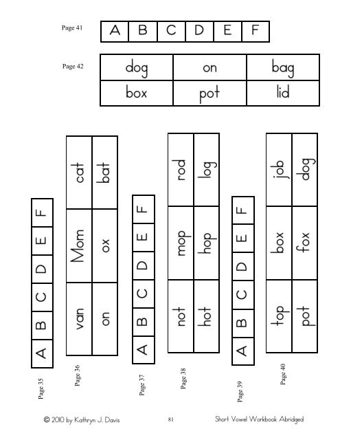 Short Vowel Workbook - Sound City Reading