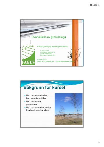 Bakgrunn for kurset - FAGUS