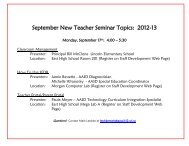 New Teacher Seminar Series Topics