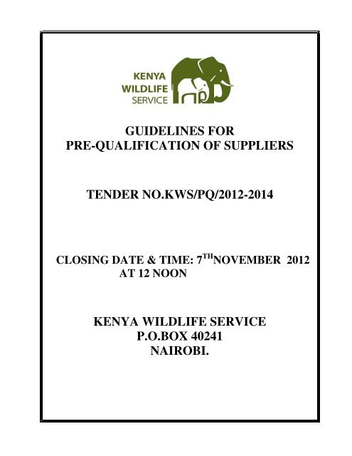 Preq of suppliers 2012-2014 - Kenya Wildlife Service