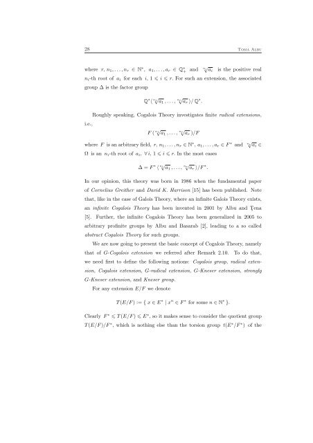 the irrationality of sums of radicals via cogalois theory