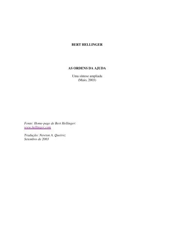 BERT HELLINGER AS ORDENS DA AJUDA Uma sÃ­ntese ampliada ...