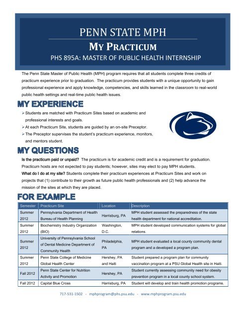 PENN STATE MPH - Biomedical Sciences Graduate Program