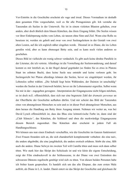 Determinismus in David Lynchs Mulholland Drive von Frank ...