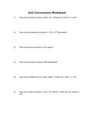 Unit Conversions Worksheet