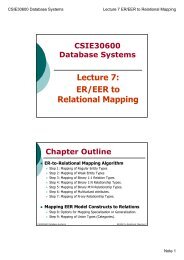 Lecture 7: ER/EER to Relational Mapping