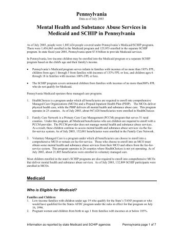 Pennsylvania Mental Health and Substance Abuse ... - SAMHSA Store