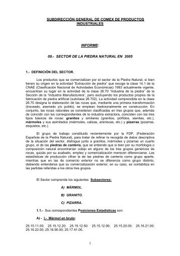 sector de la piedra natural en 2005 - Comercio.es