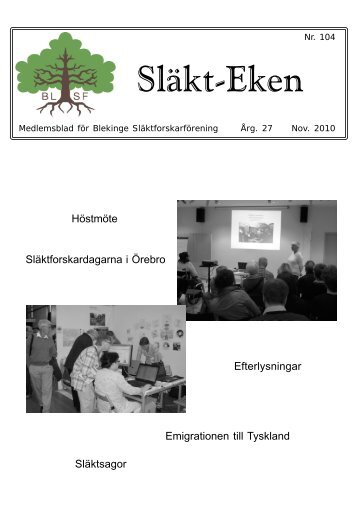 SlÃ¤kt-Eken - Blekinge slÃ¤ktforskarfÃ¶rening