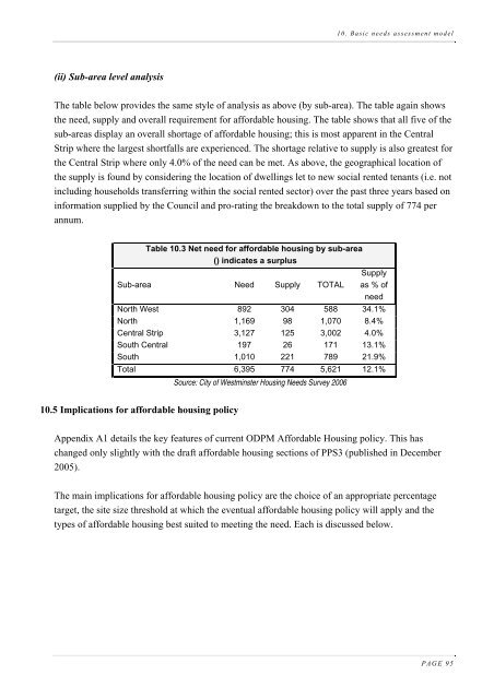 Housing Needs Assessment 2006 - Westminster City Council