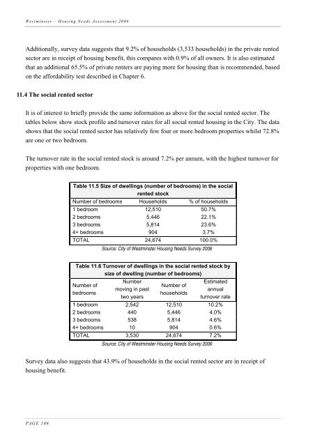 Housing Needs Assessment 2006 - Westminster City Council