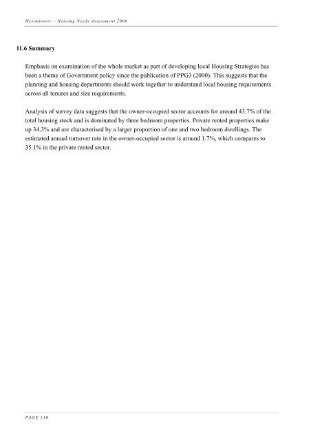 Housing Needs Assessment 2006 - Westminster City Council