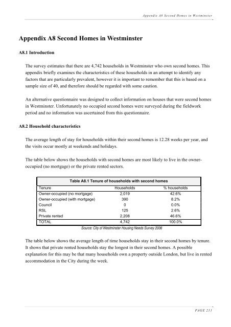 Housing Needs Assessment 2006 - Westminster City Council