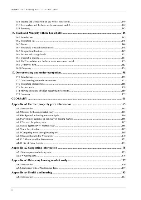 Housing Needs Assessment 2006 - Westminster City Council